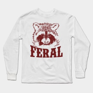 Feral raccoon shirt, funny raccoon meme, Vintage Cartoon T Shirt, Aesthetic Tee, Unisex Long Sleeve T-Shirt